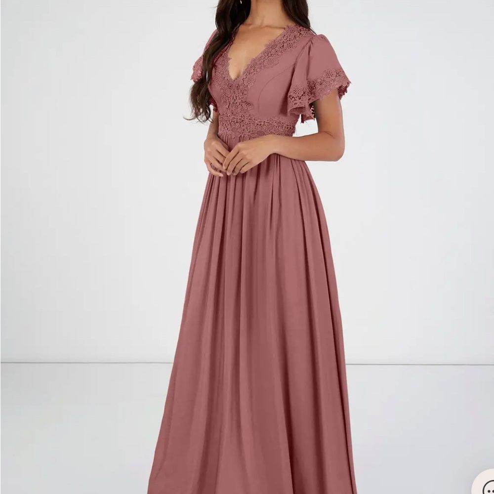 Azazie Dusty Rose Flutter Sleeve Wrap Dress